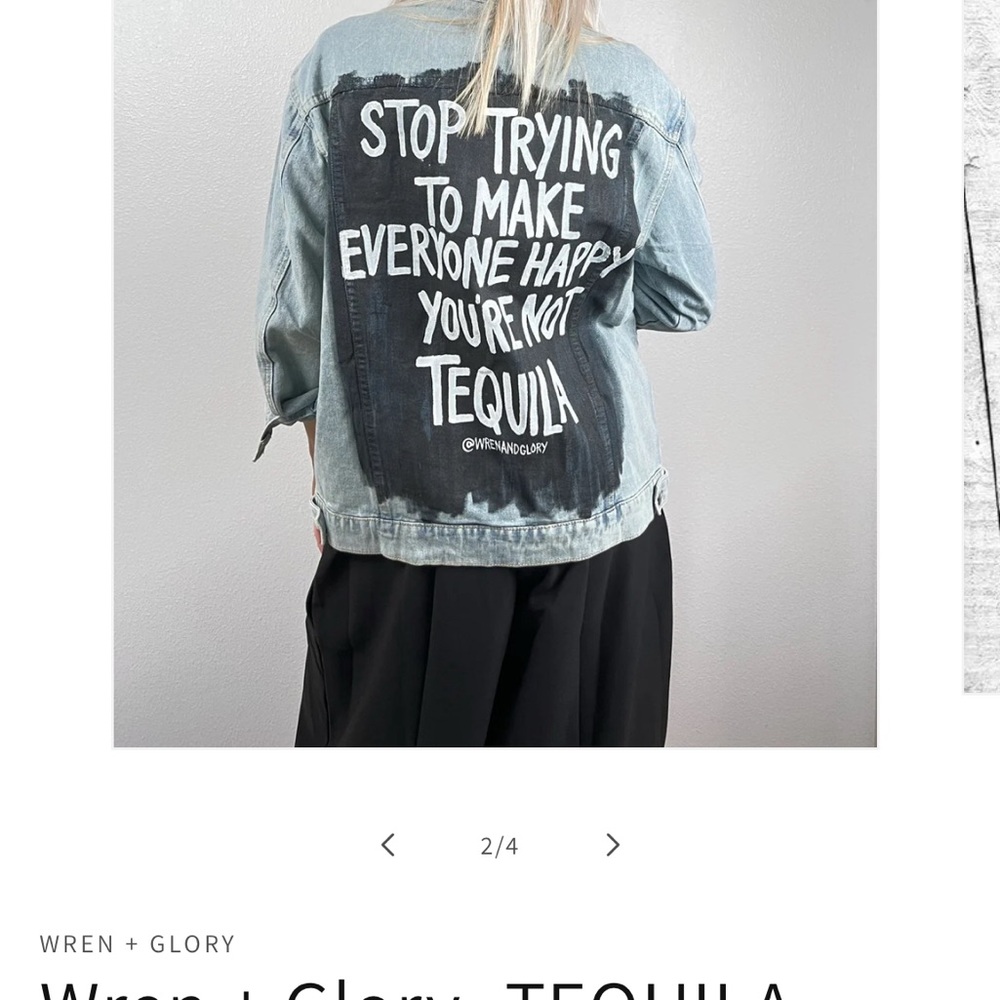 Wren + Glory hand painted denim jacket size M